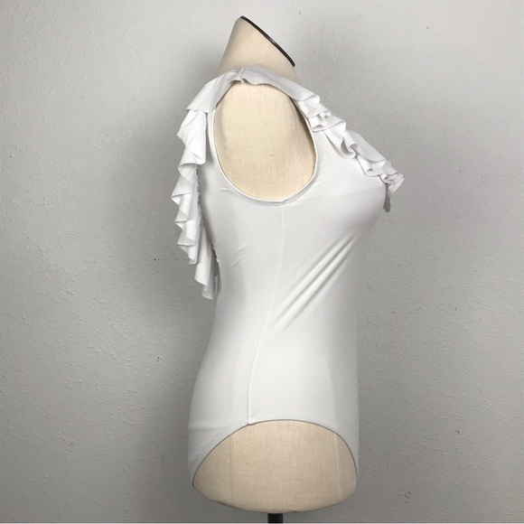 Liberty & Justice One Piece Swimsuit Women’s Size XL Color White Pull On Ruffle - Picture 4 of 14